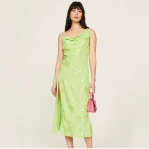 NWT $239 For Love & Lemons Llana Satin Midi Dress 💚 Size Large L 💚